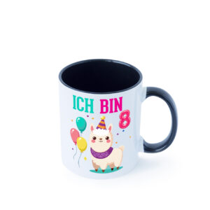 8. Geburtstag | 8 Jahre | Lama | Alpaka Farbige Tasse - Kaffeetasse / Geschenk / Familie