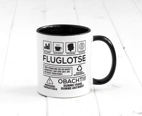 Achtung Probleme Fluglotse | Flugverkehr | Flughafen Farbige Tasse - Kaffeetasse / Geschenk / Familie