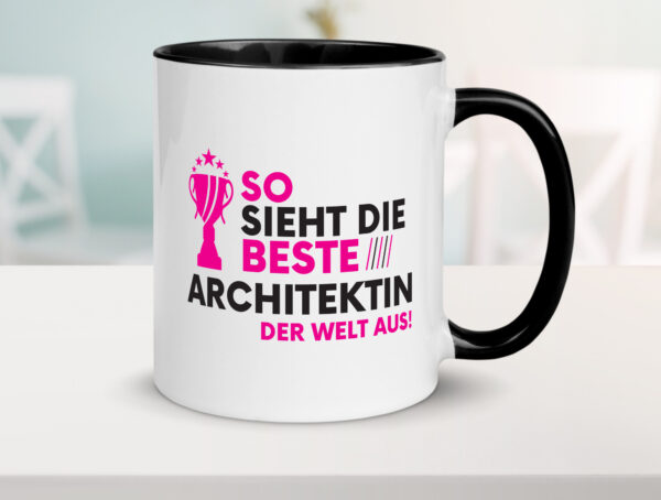 Die Weltbeste Architektin | Architektur Büro Farbige Tasse - Kaffeetasse / Geschenk / Familie