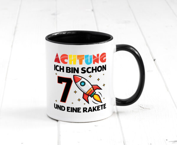 7. Geburtstag | Rakete | Weltraum | 7 Jahre | Galaxy Farbige Tasse - Kaffeetasse / Geschenk / Familie