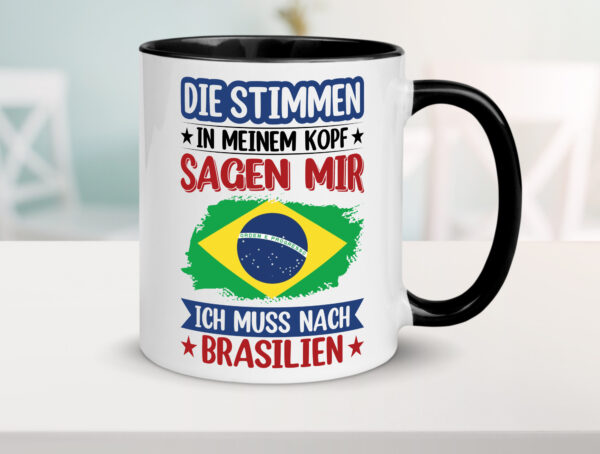 Brasilien | Urlaub | Stimmen in meinem Kopf | Traumland Farbige Tasse - Kaffeetasse / Geschenk / Familie