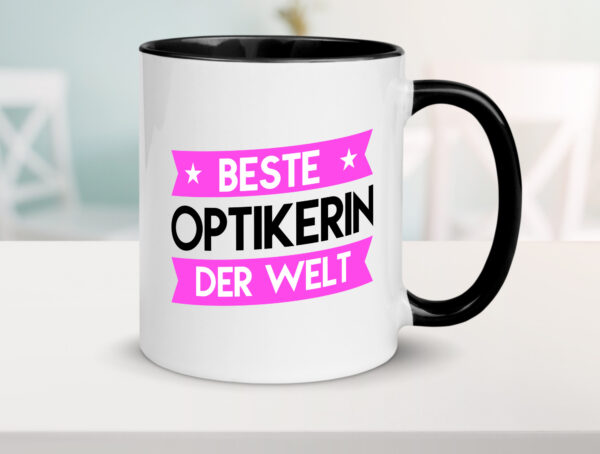 Beste Optikerin | Augenoptik Farbige Tasse - Kaffeetasse / Geschenk / Familie