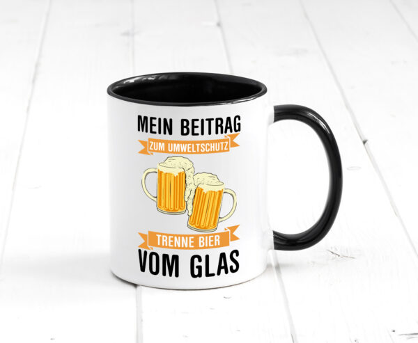 Mein Beitrag zum Unweltschutz | Bier | Bierliebhaber Farbige Tasse - Kaffeetasse / Geschenk / Familie