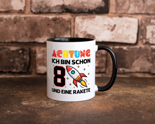 8. Geburtstag | Rakete | Weltraum | 8 Jahre | Galaxy Farbige Tasse - Kaffeetasse / Geschenk / Familie