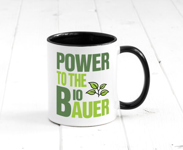 Bio Bauer Power | Landwirt Tasse | Bio Bauernhof Spruch Farbige Tasse - Kaffeetasse / Geschenk / Familie