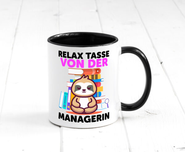 Relax Tasse: Managerin | Management Farbige Tasse - Kaffeetasse / Geschenk / Familie