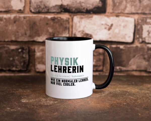 Physiklehrerin | Lehrerin | Unterricht | Lieblingslehrerin Farbige Tasse - Kaffeetasse / Geschenk / Familie