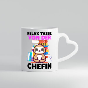 Relax Tasse: Chefin | Führungskraft | Vorgesetzte - Herzhenkel Tasse - Kaffeetasse / Geschenk / Familie