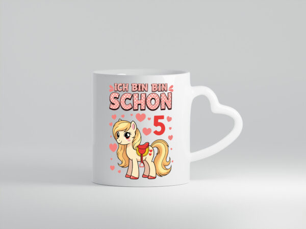 5. Geburtstag | 5 Jahre | Mädchen | Reiten | Pony - Herzhenkel Tasse - Kaffeetasse / Geschenk / Familie