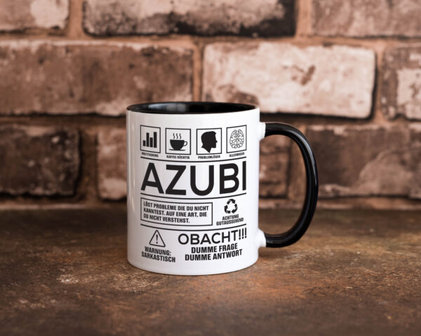 Achtung Probleme Azubi | Ausbildung | Lehre | Lehrling Farbige Tasse - Kaffeetasse / Geschenk / Familie