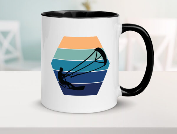 Kitesurfen | Kiteboarden Retro | Kite Surfen Farbige Tasse - Kaffeetasse / Geschenk / Familie