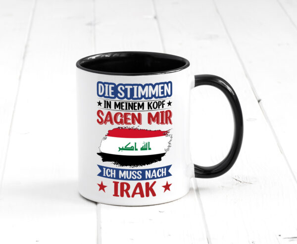 Irak | Urlaub | Stimmen in meinem Kopf | Traumland Farbige Tasse - Kaffeetasse / Geschenk / Familie