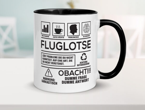 Achtung Probleme Fluglotse | Flugverkehr | Flughafen Farbige Tasse - Kaffeetasse / Geschenk / Familie