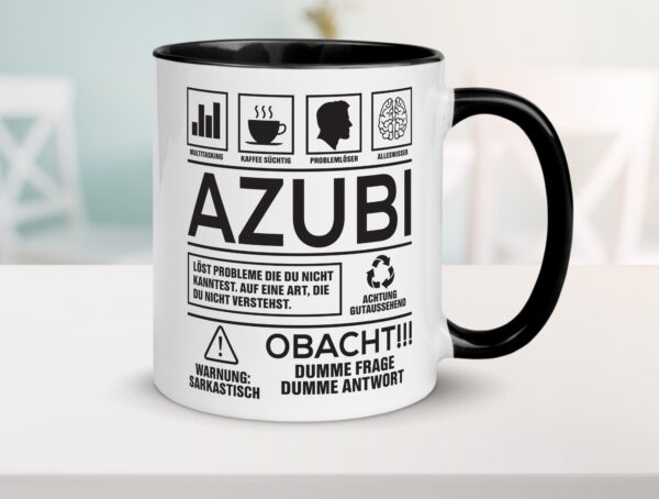 Achtung Probleme Azubi | Ausbildung | Lehre | Lehrling Farbige Tasse - Kaffeetasse / Geschenk / Familie