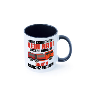 Kein Navi | Rauchzeichen | Feuerwehrauto | Brand | Einsatz Farbige Tasse - Kaffeetasse / Geschenk / Familie