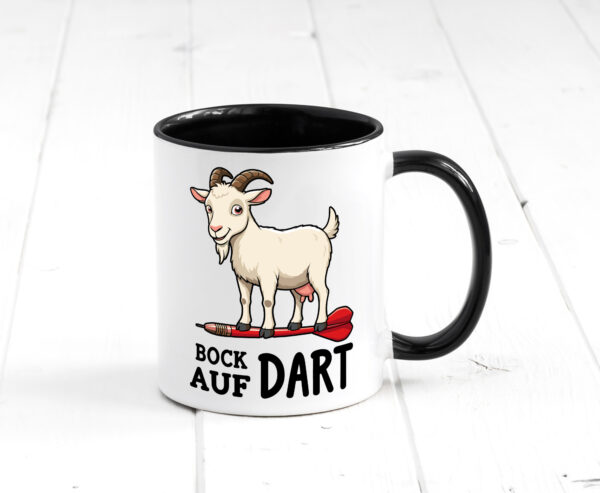 Bock auf Dart | Dartspieler | Dartpfeil | Ziegenbock Farbige Tasse - Kaffeetasse / Geschenk / Familie