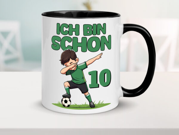 10. Geburtstag | 10 Jahre | Fußballer Farbige Tasse - Kaffeetasse / Geschenk / Familie