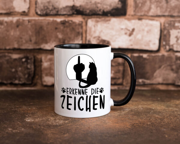 Erkenne die Zeichen | Katze Farbige Tasse - Kaffeetasse / Geschenk / Familie