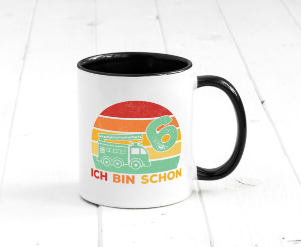 6. geburtstag | Feuerwehrauto | 6 Jahre | Feuerwehr Farbige Tasse - Kaffeetasse / Geschenk / Familie