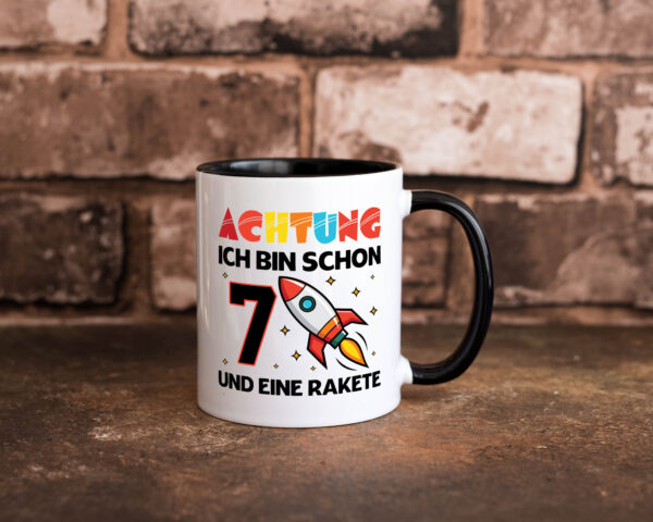 7. Geburtstag | Rakete | Weltraum | 7 Jahre | Galaxy Farbige Tasse - Kaffeetasse / Geschenk / Familie