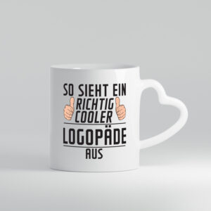 Richtig Cooler Logopäde | Sprachtherapie - Herzhenkel Tasse - Kaffeetasse / Geschenk / Familie