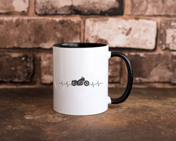 Motorrad | Herzschlag Farbige Tasse - Kaffeetasse / Geschenk / Familie