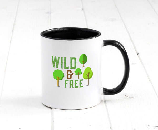 Wild and free | Freiheit | Camper | Hobbycamper Farbige Tasse - Kaffeetasse / Geschenk / Familie