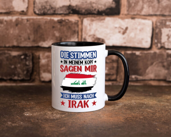 Irak | Urlaub | Stimmen in meinem Kopf | Traumland Farbige Tasse - Kaffeetasse / Geschenk / Familie