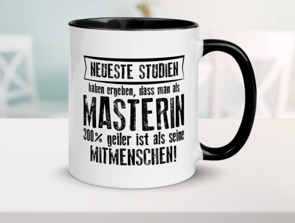 Neuste Studien: Masterin | Student | Uni | Master Studium Farbige Tasse - Kaffeetasse / Geschenk / Familie