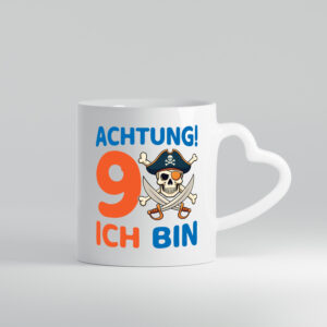 9. Geburtstag | 9 Jahre | Pirat - Herzhenkel Tasse - Kaffeetasse / Geschenk / Familie