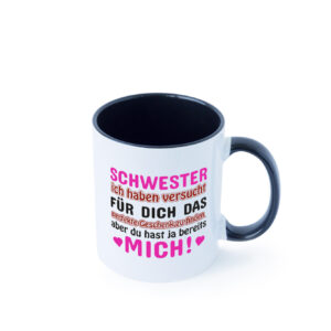 Schwester Tasse | lustiger Spruch | Geschwisterliebe Farbige Tasse - Kaffeetasse / Geschenk / Familie