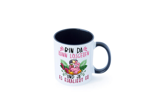 Flamingo | Bin da kann losgehen | Party Farbige Tasse - Kaffeetasse / Geschenk / Familie