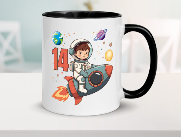 14. Geburtstag | 14 Jahre | Astronaut | Weltraum Farbige Tasse - Kaffeetasse / Geschenk / Familie