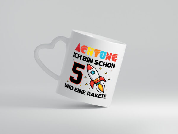 5. Geburtstag | Rakete | Weltraum | 5 Jahre | Galaxy - Herzhenkel Tasse - Kaffeetasse / Geschenk / Familie