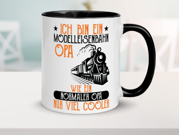 Modelleisenbahn Opa | Lokomotive | Enkel | Enkelin | Rentner Farbige Tasse - Kaffeetasse / Geschenk / Familie