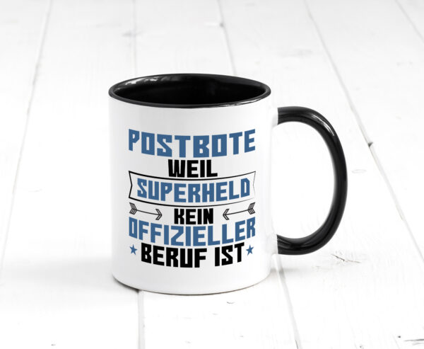 Superheld Postbote | Beruf Post | Briefträger Farbige Tasse - Kaffeetasse / Geschenk / Familie