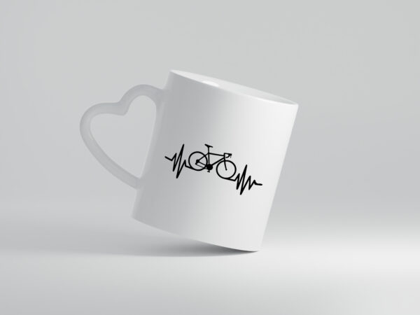 Herzschlag | Heartbeat | Fahrad | Fahradfahrer - Herzhenkel Tasse - Kaffeetasse / Geschenk / Familie