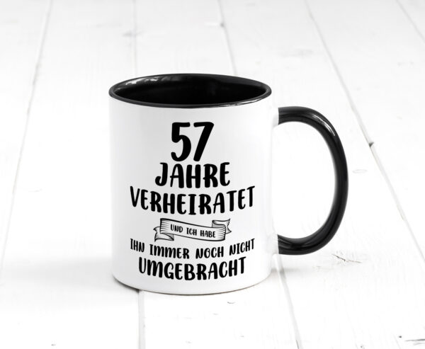 57 Jahre Verheiratet, immer noch am Leben! Farbige Tasse - Kaffeetasse / Geschenk / Familie