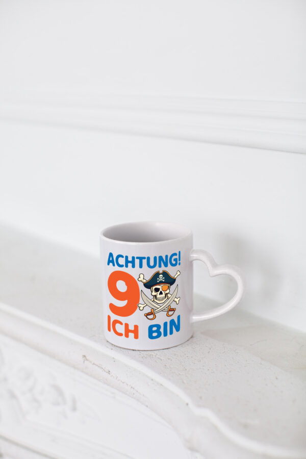 9. Geburtstag | 9 Jahre | Pirat - Herzhenkel Tasse - Kaffeetasse / Geschenk / Familie