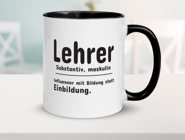 Lehrer Influencer | Beruf Spruch | Definition | Humor Farbige Tasse - Kaffeetasse / Geschenk / Familie