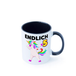 5. Geburtstag | endlich 5 | 5 Jahre | Einhorn | Mädchen Farbige Tasse - Kaffeetasse / Geschenk / Familie