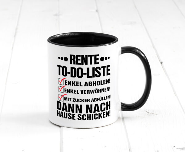 Rente To-Do-Liste | Rentner Tasse | Enkel verwöhnen Farbige Tasse - Kaffeetasse / Geschenk / Familie