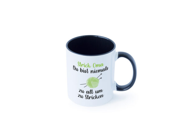 Strickoma, niemals zu alt zum Stricken | Wolle Farbige Tasse - Kaffeetasse / Geschenk / Familie