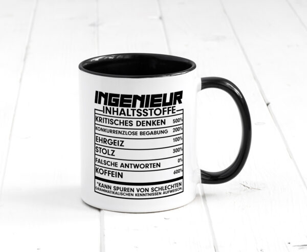 Ingenieur | Beruf Tasse | Inhaltsstoffe | lustig Farbige Tasse - Kaffeetasse / Geschenk / Familie