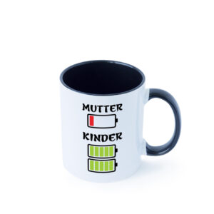 Vollzeit Mama | Keine Power | Batterie leer | Mama mit Herz Farbige Tasse - Kaffeetasse / Geschenk / Familie