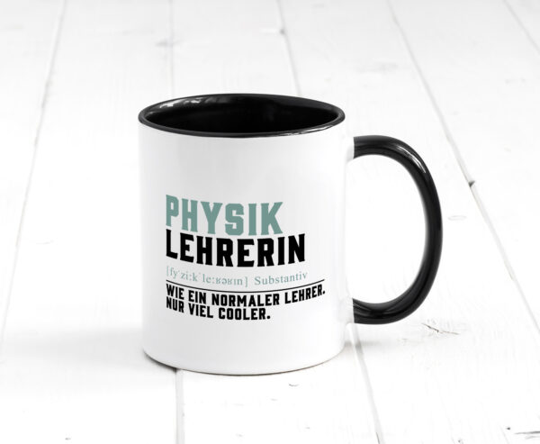 Physiklehrerin | Lehrerin | Unterricht | Lieblingslehrerin Farbige Tasse - Kaffeetasse / Geschenk / Familie