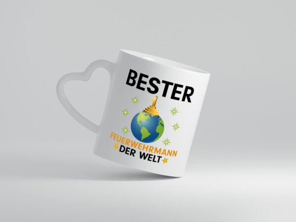 Welt Bester Feuerwehrmann | Feuerwehr - Herzhenkel Tasse - Kaffeetasse / Geschenk / Familie