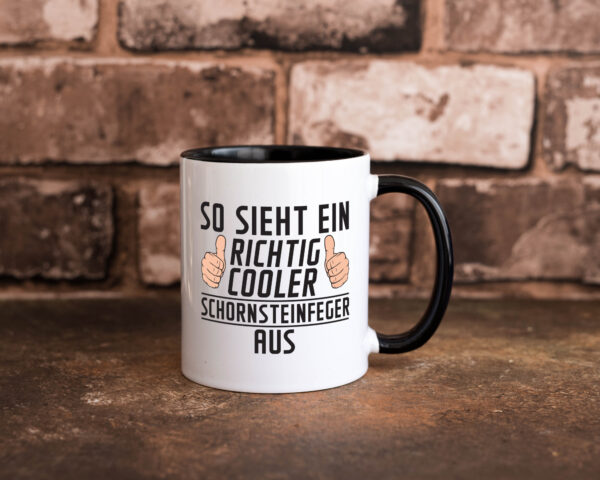 Richtig Cooler Schornsteinfeger | Kaminkehrer | Handwerk Farbige Tasse - Kaffeetasse / Geschenk / Familie