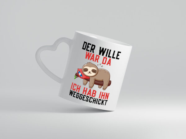 Der Wille war da | Faultier | Arbeit | Kollegen | Comic - Herzhenkel Tasse - Kaffeetasse / Geschenk / Familie