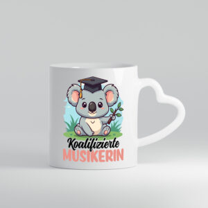 Koalifizierte Musikerin | Musik | Musikantin - Herzhenkel Tasse - Kaffeetasse / Geschenk / Familie